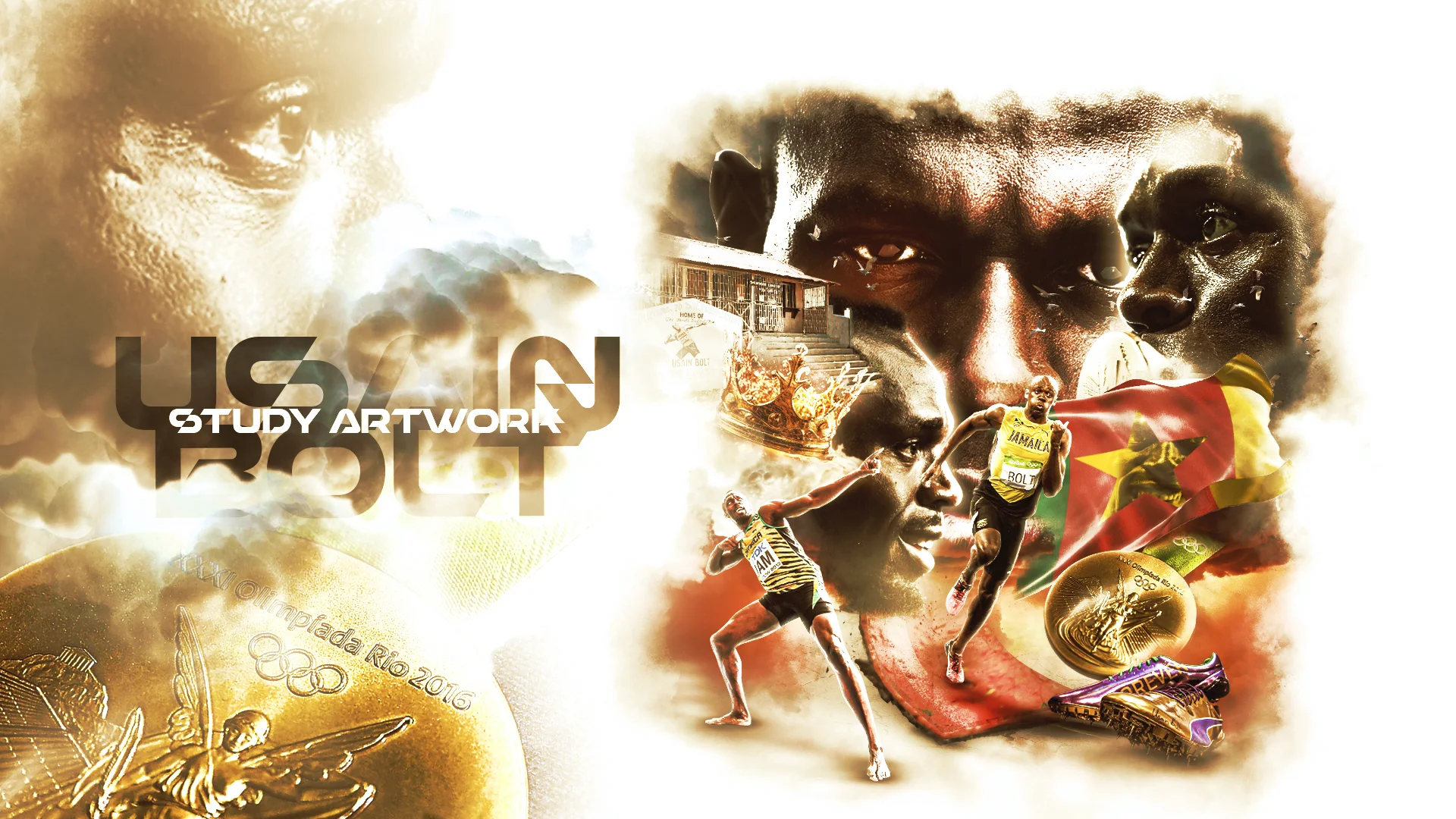 Usain Bolt study artwork and Olympic visual narrative