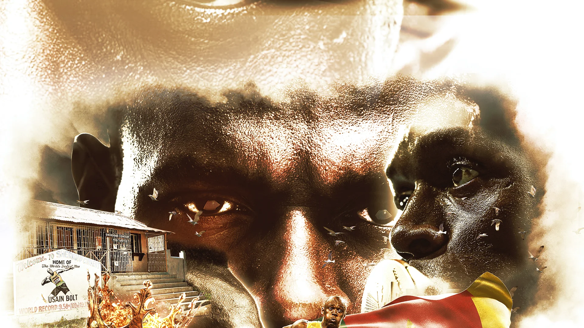 Usain Bolt portrait composition and Jamaican heritage